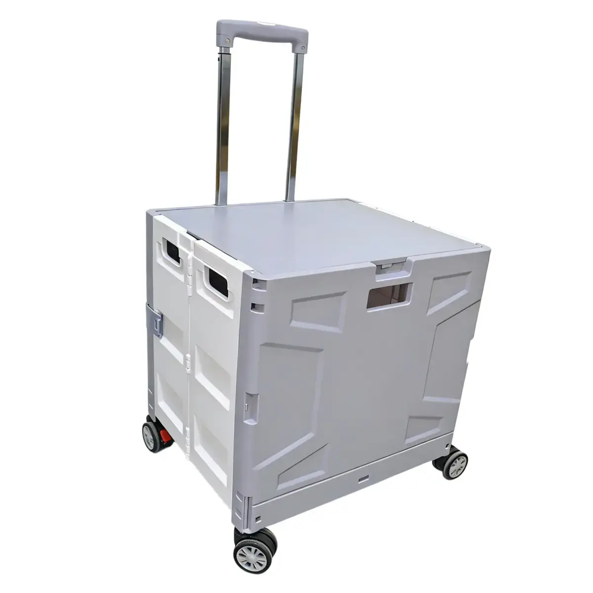 Bac pliant 48 L avec roulettes et poignée télescopique – chariot caisse mobile - Gris / Blanc - Porte-blocs et Porte-documents