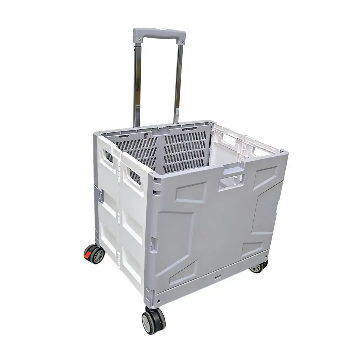 Bac pliant 48 L avec roulettes et poignée télescopique – chariot caisse mobile - Gris / Blanc - Porte-blocs et Porte-documents-3