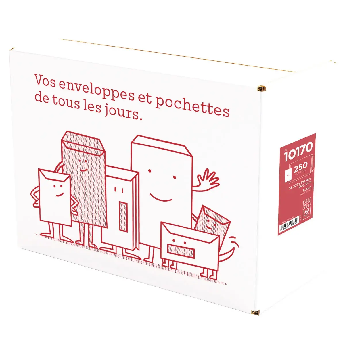 Pochette blanche C4 229 x 324 mm 90g sans fenêtre La Couronne - Paquet de 250 - Enveloppes blanches-2