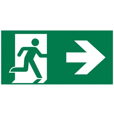 Plaque d'indicationSortie de secours à droite - Registres de sécurité entreprises et ERP