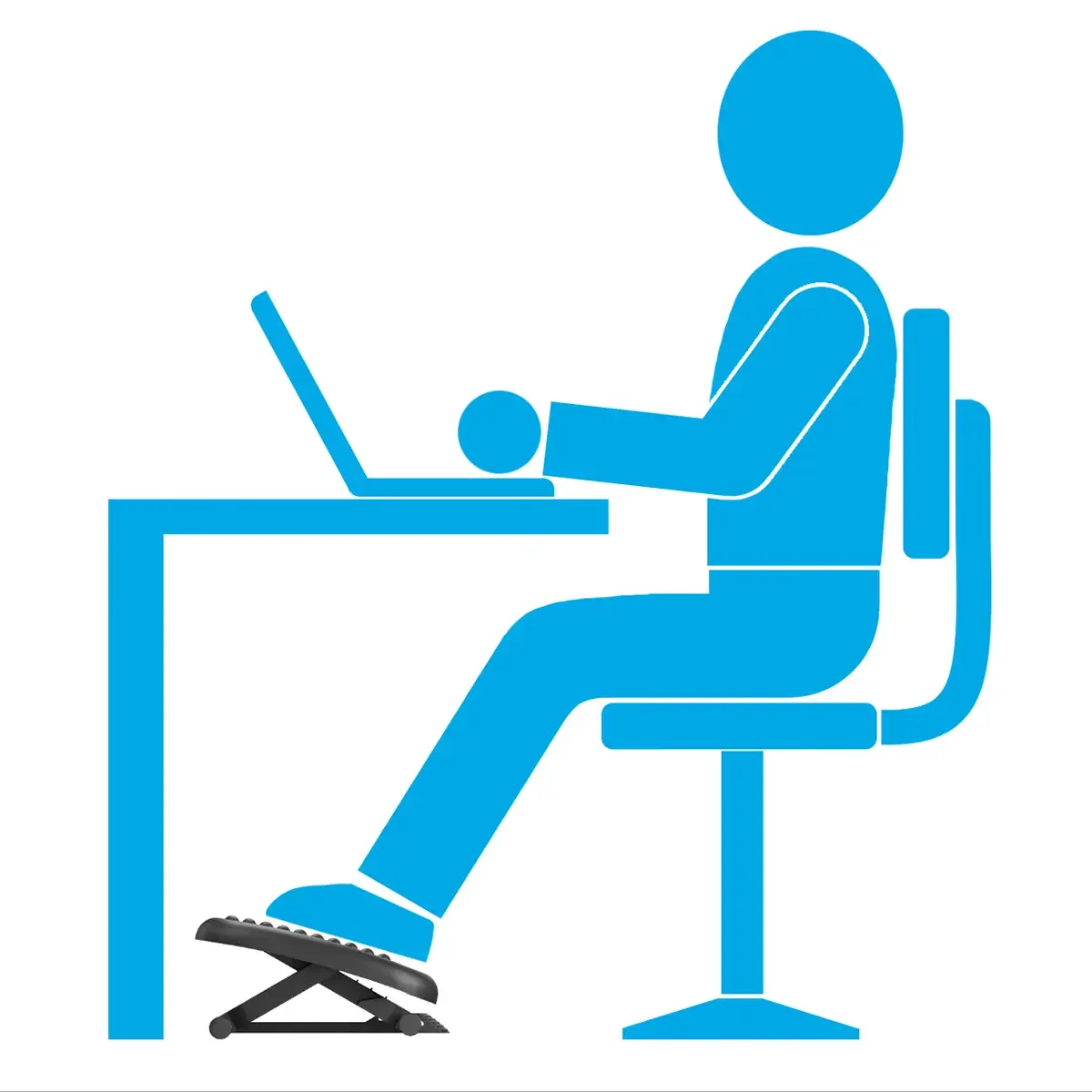 Repose-pieds réglable en hauteurs et inclinable - Repose-pied de bureau - Noir - Luminaires bureau, Ergonomie bureautique -4