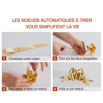 Noeud à tirer or effet miroir ø 8cm L 19mm - boîte de 100 - Étoiles adhésives, Noeuds à tirer-2