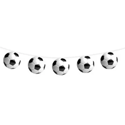 Guirlande football 15 fanions ballons 5 m - Banderole ballons de foot - Décoration coupe du monde - Ballons et Accessoires de fête
