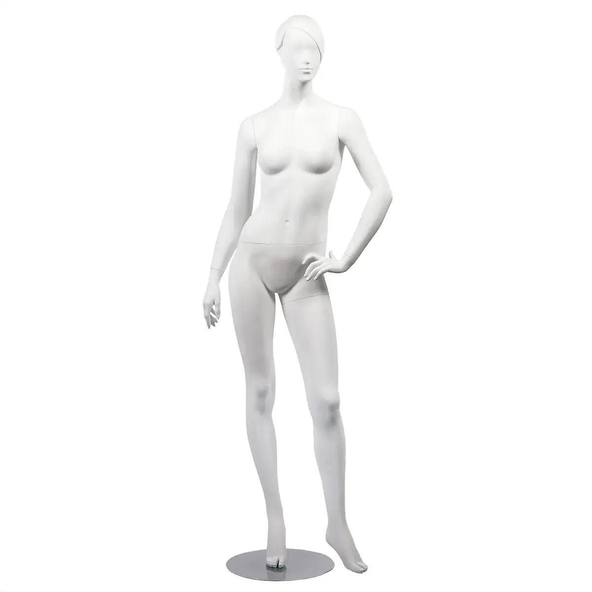 Mannequin femme, tête et cheveux sculptés H 180 cm Fibre de verre - Blanc mat - Mannequins cheveux sculptés