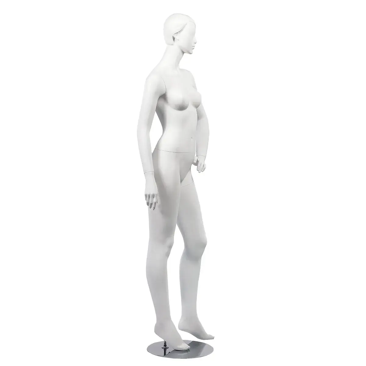 Mannequin femme, tête et cheveux sculptés H 180 cm Fibre de verre - Blanc mat - Mannequins cheveux sculptés-2