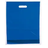 Sac plastique poignées découpées renforcées PEBD 55µ 50 x 50 x 5 cm - Bleu marine - Lot de 100 - Sacs plastique unis, poignées découpées