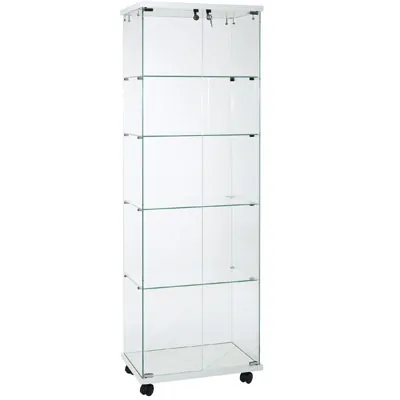 Vitrine colonne en verre trempé blanc L 60 x P 40 x H 180 cm - Vitrine en verre - Vitrines tablettes fixes