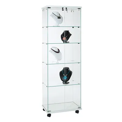 Vitrine colonne en verre trempé blanc L 60 x P 40 x H 180 cm - Vitrine en verre - Vitrines tablettes fixes-2