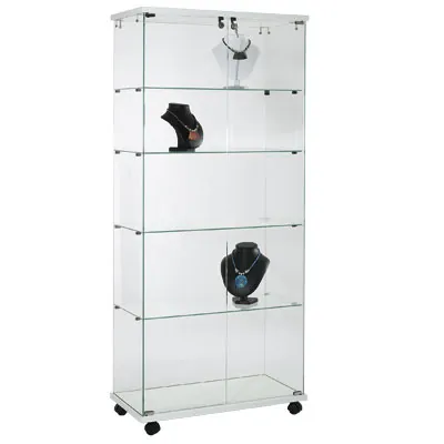 Vitrine colonne en verre trempé blanc L 80 x P 40 x H 180 cm - Vitrine en verre - Vitrines tablettes fixes-2
