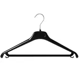 Cintre noir plastique avec barre et crochets 42 cm - Cintre pantalon - Lot de 100 - Cintres plastique