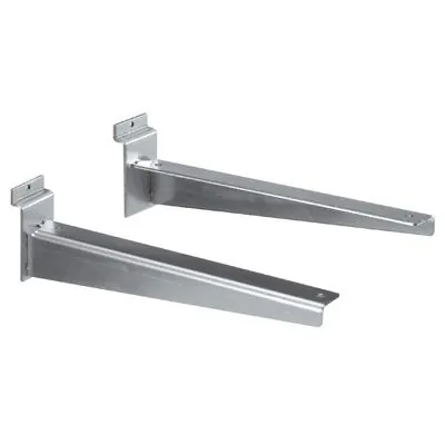 Console pour tablette bois ou verre en métal chromé pour panneau rainuré L 30 cm - Gris - La paire - Consoles pour tablettes