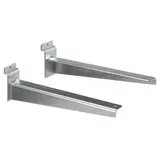 Console pour tablette bois ou verre en métal chromé pour panneau rainuré L 30 cm - Gris - La paire - Échelles Wall