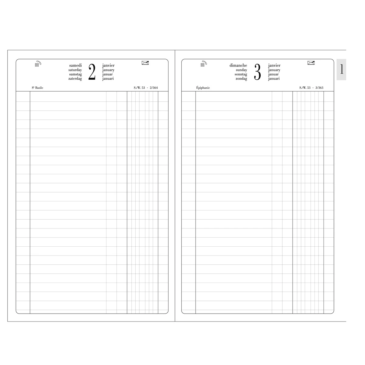 Agenda journalier noir 2027 Euro/Cents 13,5 x 21 cm - Agendas, Répertoires, Cartes de visite-2