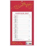 Calendrier 2027 bloc sur carton rigide rouge – Format mural 19 x 36 cm - Calendriers professionnels