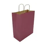 Sacs kraft aubergine à poignées torsadées brunes 24 + 12 x 31 cm – Paquet de 50 - Sacs kraft couleur poignées torsadées
