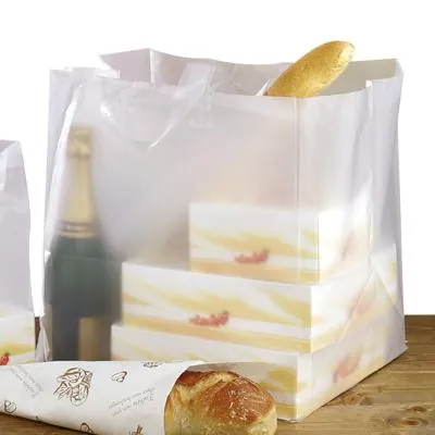 Sac translucide poignées souples 32 x 22 x 30 cm polyéthylène - Sac traiteur - Lot de 25 - Sacs traiteur