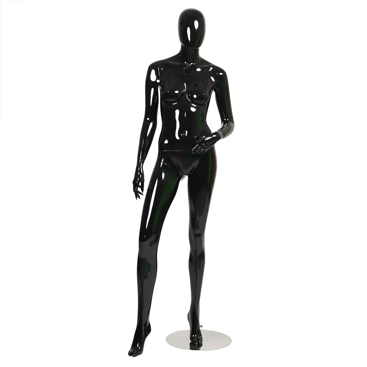 Mannequin femme, finition laquée, main gauche sur la hanche H 178 cm Fibre de verre - Noir  - Mannequins femmes