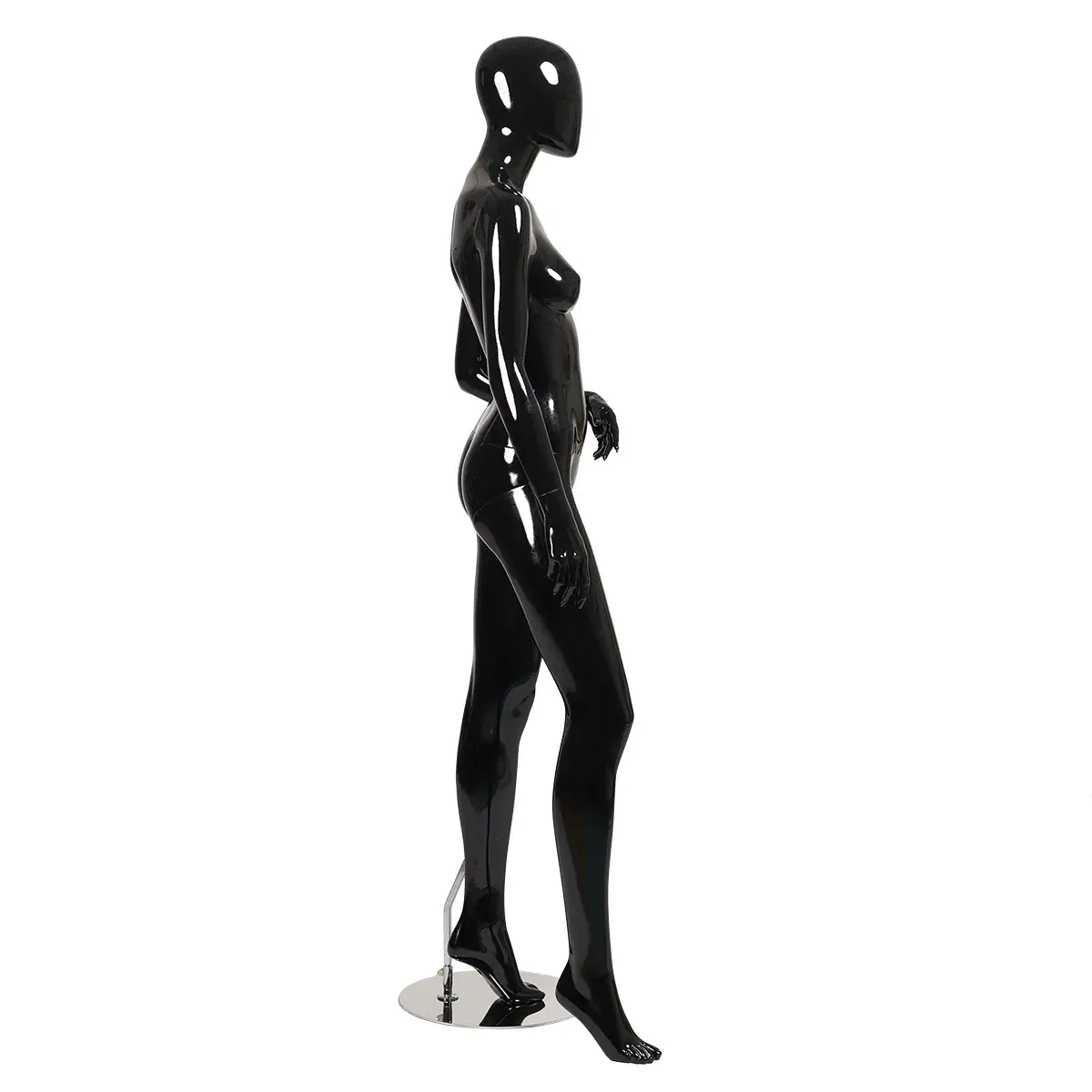 Mannequin femme, finition laquée, main gauche sur la hanche H 178 cm Fibre de verre - Noir  - Mannequins abstraits-2
