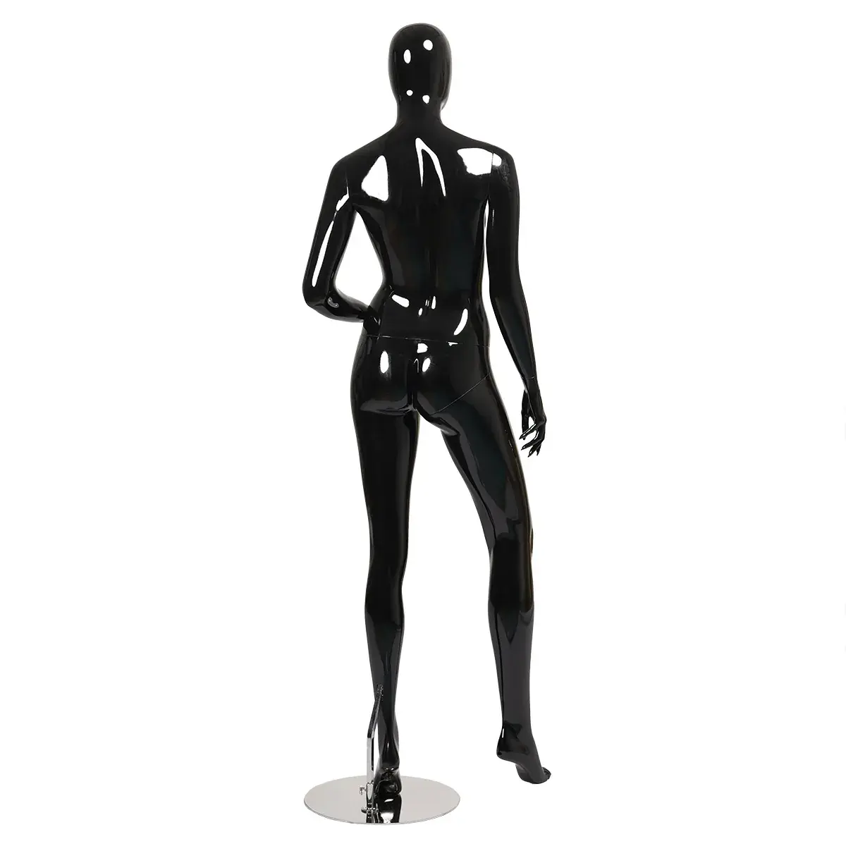 Mannequin femme, finition laquée, main gauche sur la hanche H 178 cm Fibre de verre - Noir  - Mannequins abstraits-3