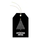 Étiquettes américaines JOYEUSES FÊTES - Noir - L 52 x H 80 mm - Paquet de 12 - Etiquettes cadeaux à trou