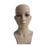 Tête mannequin femme plastique maquillée H 34 cm - Tête pour perruque, chapeau - Chair - Têtes