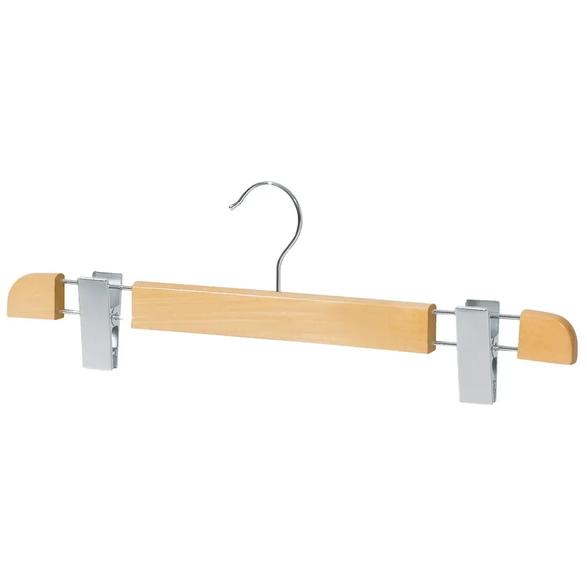 Cintre bois avec pinces réglables métal 36 cm - Cintre jupe - Cintre pantalon - Lot de 3 - Cintres à pinces