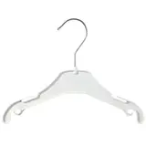 Cintre blanc plastique avec encoches et crochets 25 cm - Cintre pour bébé et enfant - Lot de 100 - Cintres plastique
