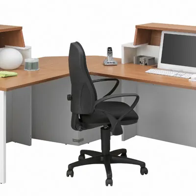Banque d'accueil droite Chêne/Blanc - L 120 x P 83 x H 110/74 cm - Bureaux d'accueil Sunday-2
