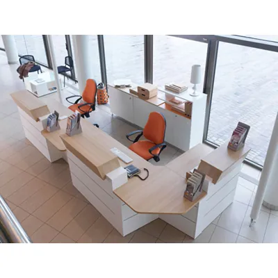 Banque d'accueil droite Chêne/Blanc - L 120 x P 83 x H 110/74 cm - Bureaux d'accueil Sunday-3