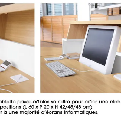 Banque d'accueil droite Chêne/Blanc - L 120 x P 83 x H 110/74 cm - Banques d'accueil, Comptoirs d'accueil-4