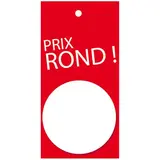 Etiquette Prix Rond rouge 50 x 100 mm - Etiquette soldes - Lot de 500 - Étiquettes à trou