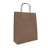 Sac kraft marron chocolat poignées torsadées sur kraft brun 19 x 8 x 24 cm – Paquet de 50 - Sacs kraft couleur poignées torsadées