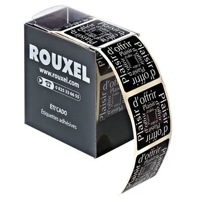 Étiquettes cadeaux adhésives Plaisir d'offrir 35 x 35 mm Noir - Boîte de 500 - Étiquettes cadeaux adhésives-2