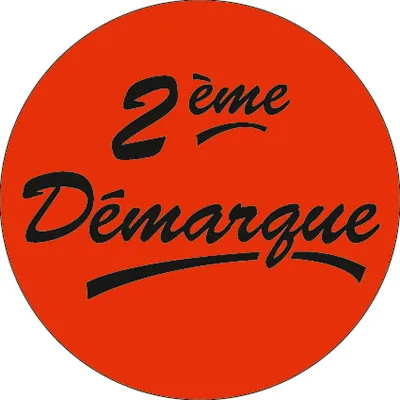 Pastille adhésive Soldes 2ème Démarque orange fluo ø 36 mm - Lot de 500 - Étiquettes adhésives Soldes, Étiquettes promotionnelles