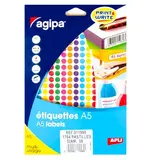 Pastille adhésive permanente couleurs assorties ø 8 mm Agipa - Pastille de signalisation - Étui de 1764 - Pastilles adhésives, Gommettes autocollantes
