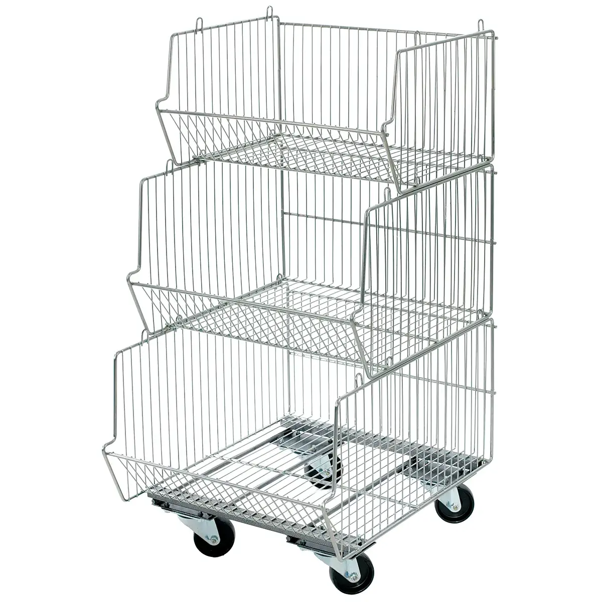 Corbeille fil empilable 49 x 50 x 30 cm zingué - Panier fil métal - Corbeilles fil-2