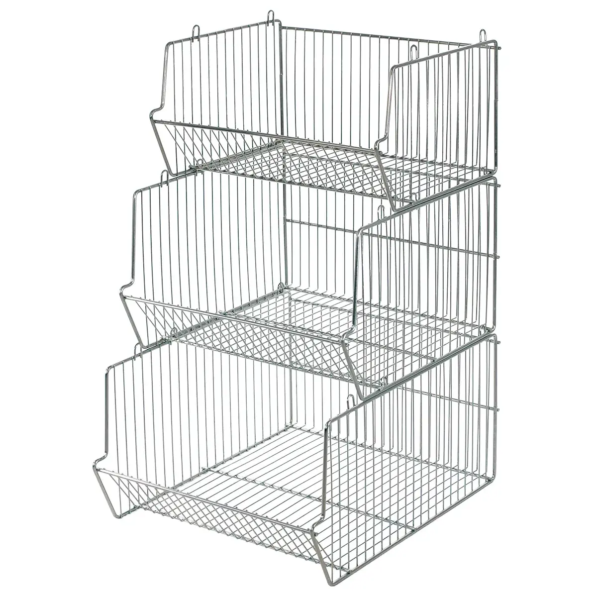 Corbeille fil empilable 49 x 50 x 30 cm zingué - Panier fil métal - Corbeilles fil-3