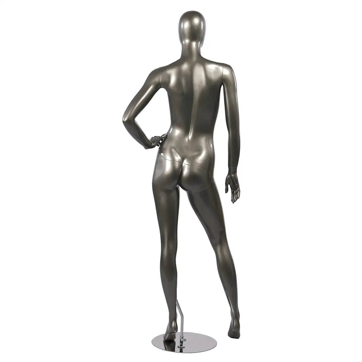 Mannequin femme finition laquée, main gauche sur la hanche H 178 cm Fibre de verre - Gris métal - Mannequins abstraits-3