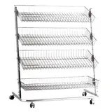 Présentoir 4 paniers inclinables sur roulettes 103 x 52 x 120 cm fil métal - Présentoir magasin - Présentoirs fil