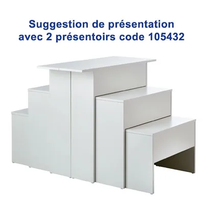 Table gigogne blanche 110/75,8/71,2 x 25/40/40 x 96,5/71,5/48 cm - Table de présentation blanche - Lot de 3 - Tables de présentation, Sellettes-4