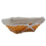 Corbeille osier carrée avec tissu beige 22 x 22 x 9 cm - Panier osier carré avec tissu beige - Corbeilles osier