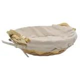 Corbeille osier ronde avec tissu beige ø 30 x 9 cm - Panier osier rond avec tissu beige - Corbeilles osier