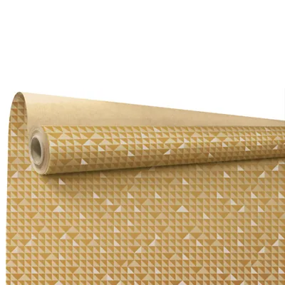 Papier cadeau Constance Gold motifs triangles kraft 69 cm x 50 m 60 g/m² – Le rouleau - Papiers cadeaux kraft à motifs-2