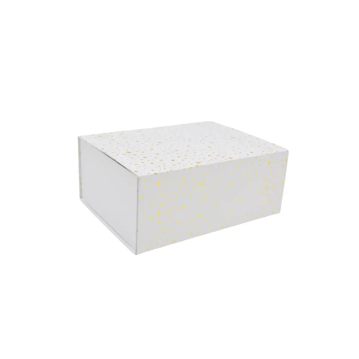 Boîte cadeau pliable blanche à pois or 29x22x12cm – Paquet de 5 - Boites cadeaux carton pliables