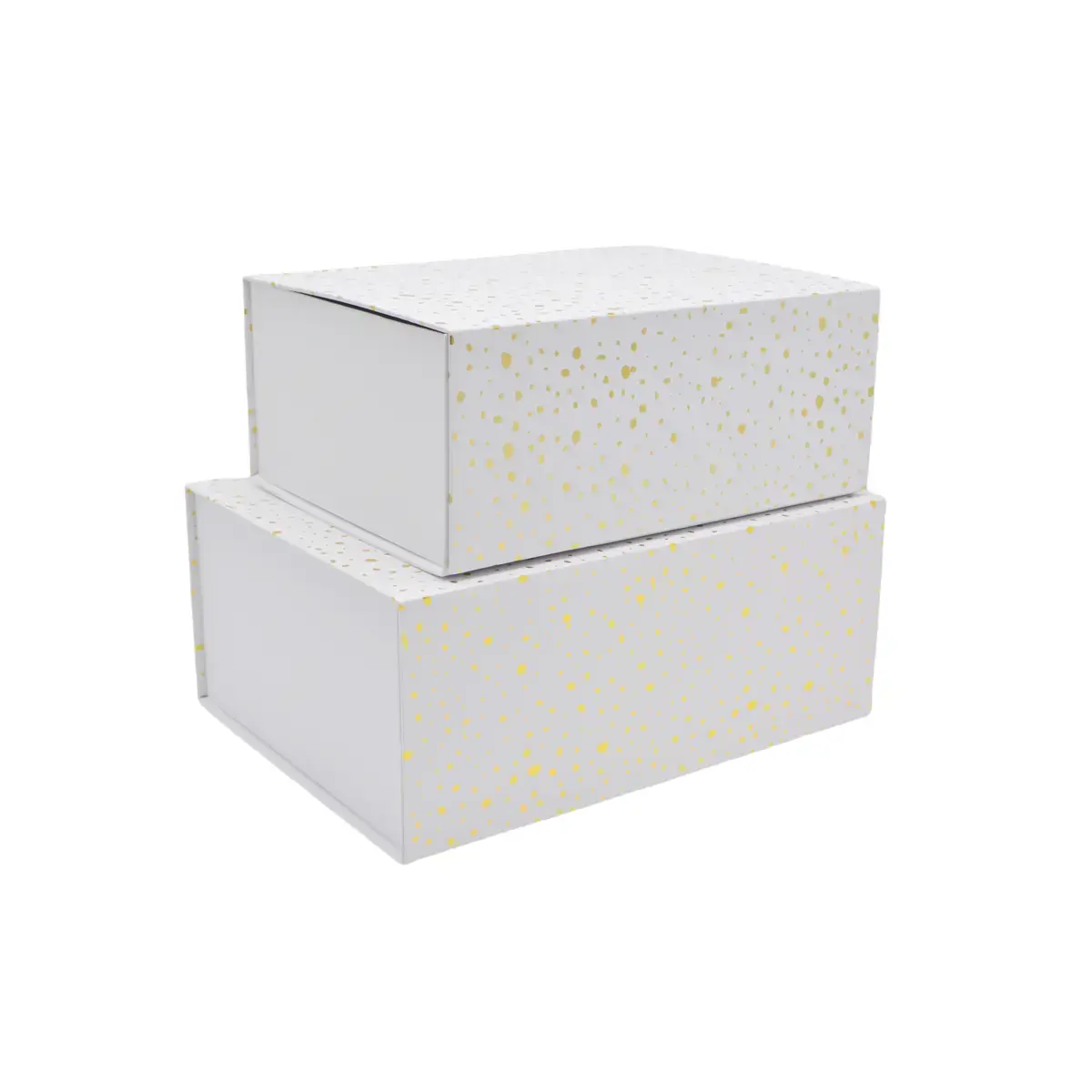 Boîte cadeau pliable blanche à pois or 33x25,5x14cm – Paquet de 5 - Boites cadeaux carton pliables-4