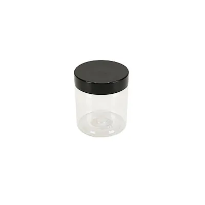 Pot PET cylindrique transparent avec couvercle vissant noir - 75 ml - carton de 616 unités - Bouteilles et pots cylindriques-2