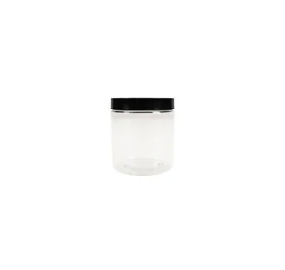Pot PET cylindrique transparent avec couvercle vissant noir - 250 ml - carton de 135 unités - Bouteilles et pots cylindriques-2