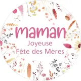Étiquettes Fête des mères, étiquettes cadeaux Joyeuse fête des mères florales ø 35 mm - Etiquettes fête des mères, Bons cadeaux fête des mères
