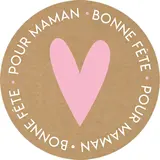 Étiquettes Fête des mères, étiquettes cadeaux Bonne Fête pour Maman ø 65 mm brun / rose