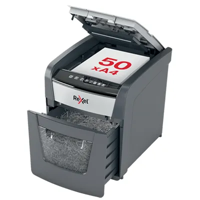 Destructeur de documents Rexel Optimum AutoFeed+ 50X coupe croisée DIN P4 50 feuilles 20L - Destructeurs de documents-2